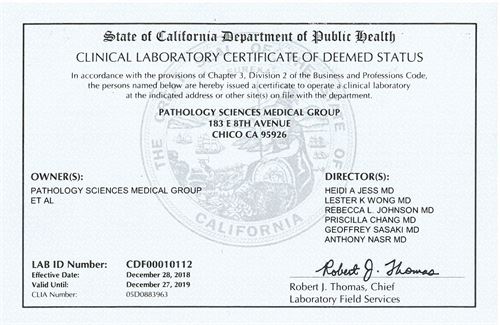 Pathology Sciences Medical Group - Accreditation